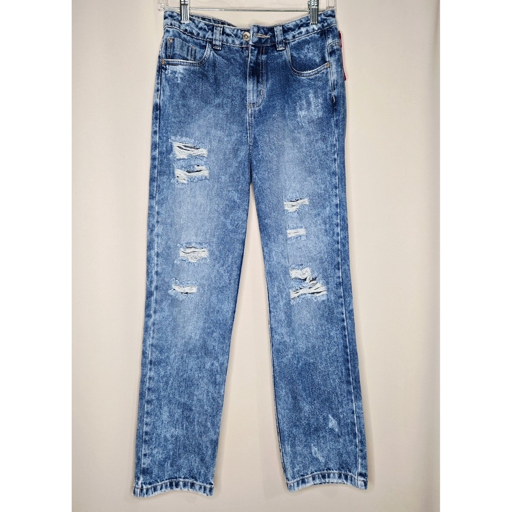 Nauty Blue The Original Girlfriend Fit Distressed Denim Jeans Women's